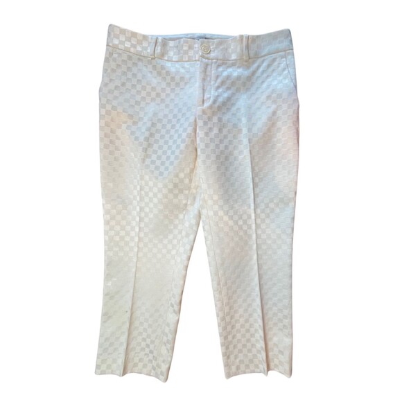 Banana Republic Hampton Pants Women's White Cream Checkerboard Cropped Petite 8 - Picture 1 of 15